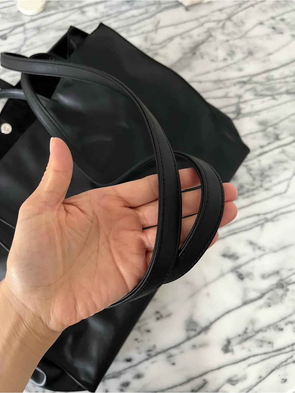 Telfar Large Black Shopping Bag Vegan Leather Embossed Logo Classic Large Tote - Picture 9 of 10